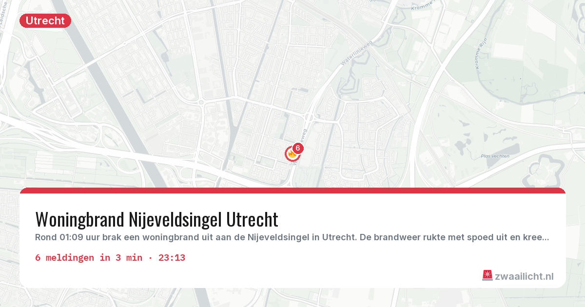 Kaart van de activiteitspiek bij Utrecht
