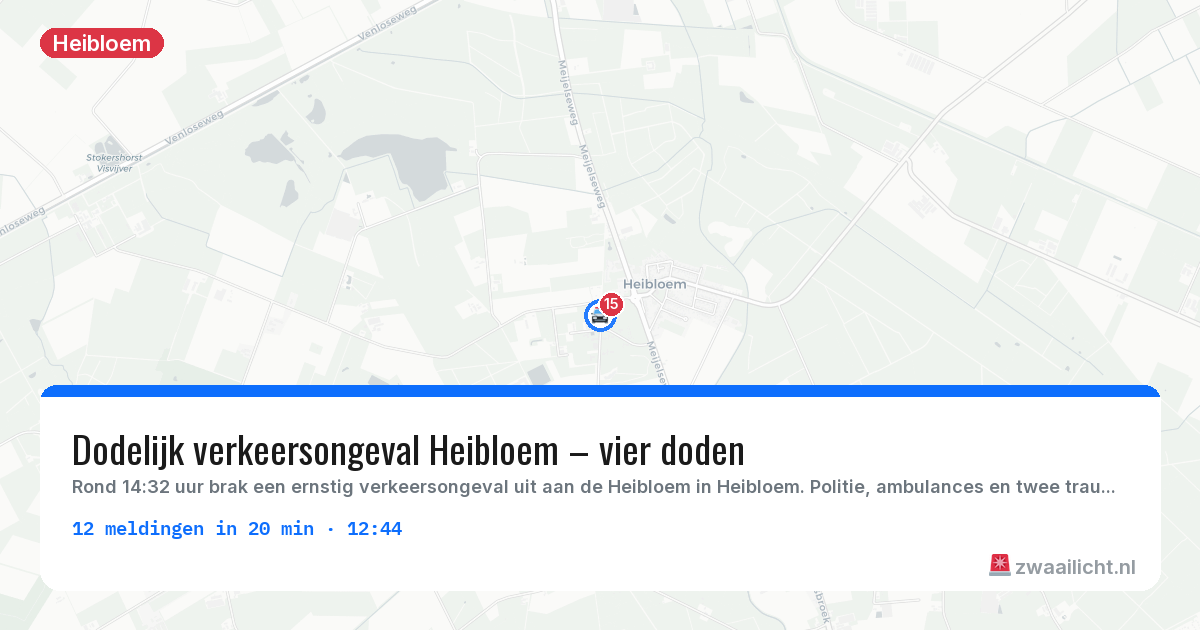 Kaart van de activiteitspiek bij Heibloem