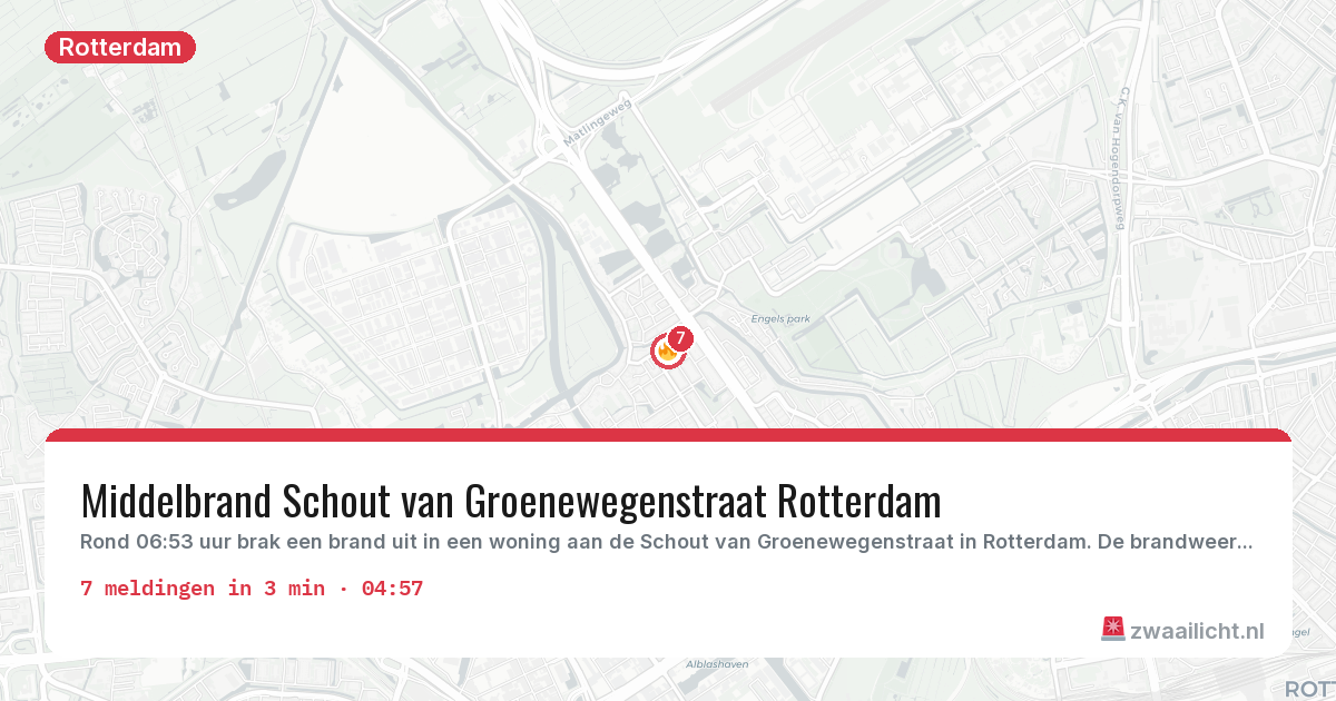 Kaart van de activiteitspiek bij Rotterdam