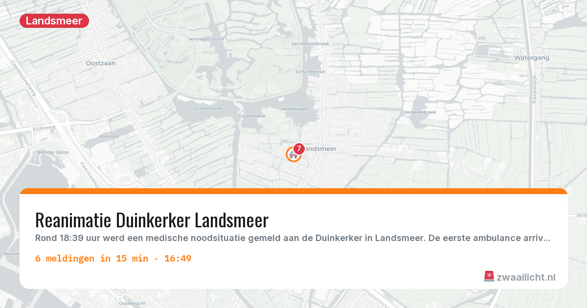 Kaart van de activiteitspiek bij Landsmeer