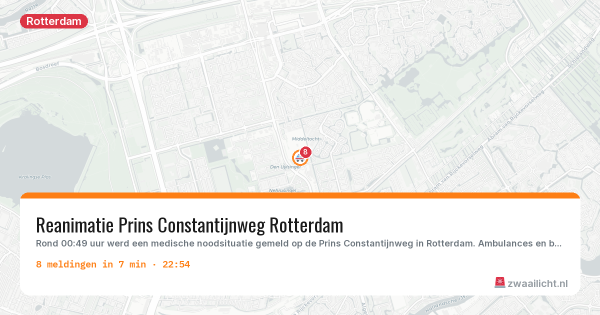Kaart van de activiteitspiek bij Rotterdam
