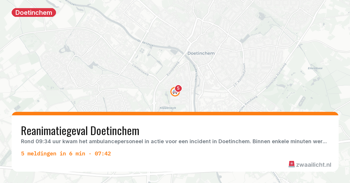 Kaart van de activiteitspiek bij Doetinchem