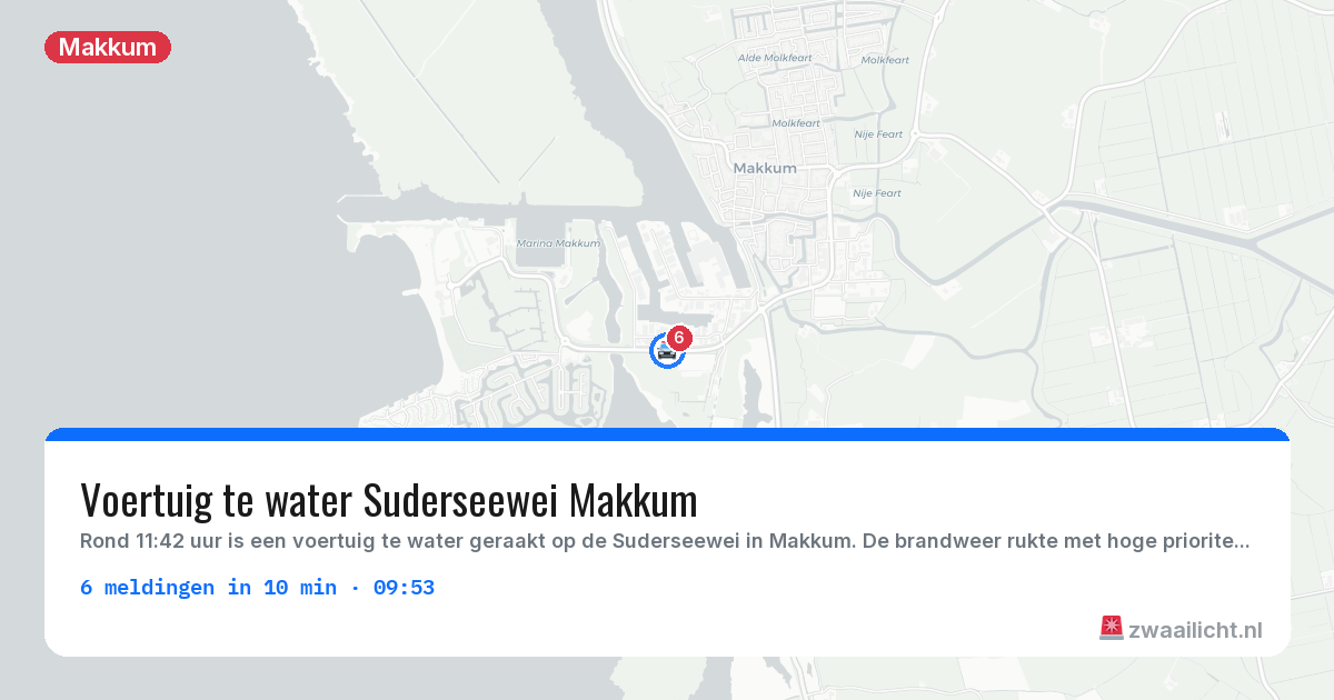 Kaart van de activiteitspiek bij Makkum