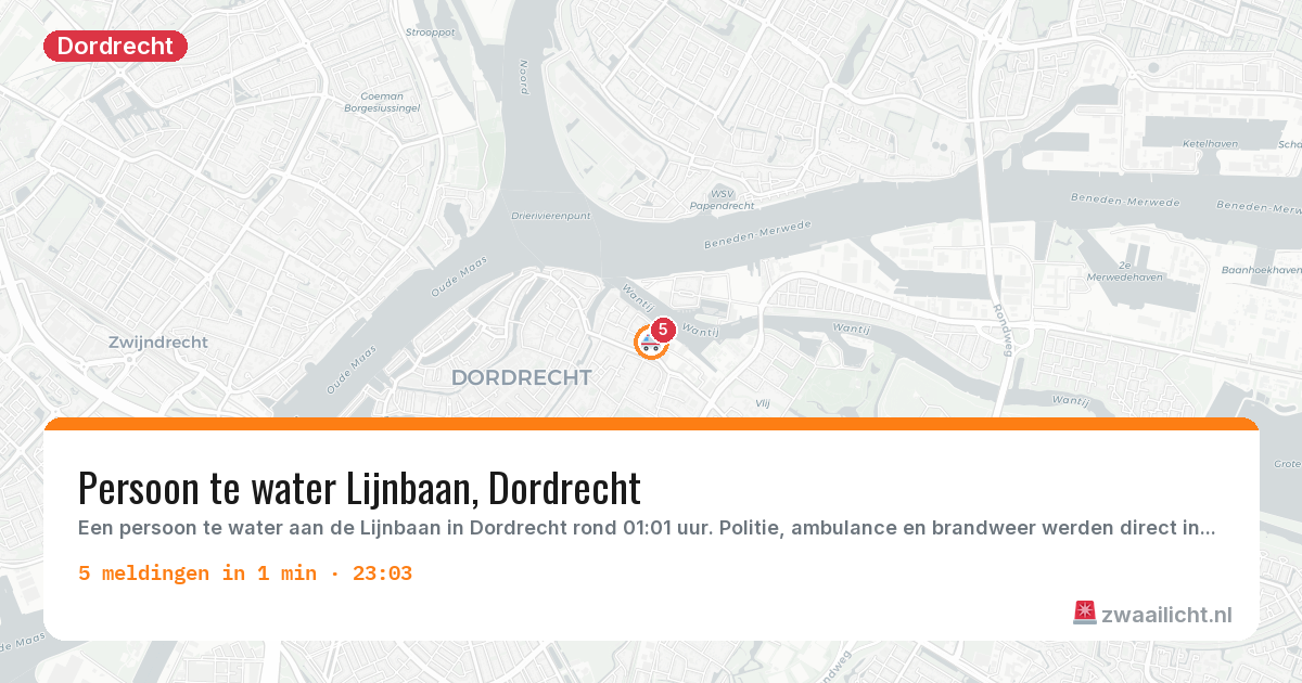 Kaart van de activiteitspiek bij Dordrecht