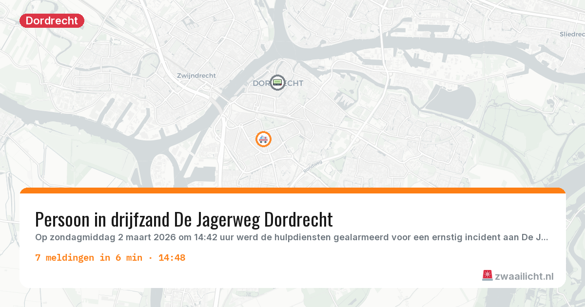 Kaart van de activiteitspiek bij Dordrecht