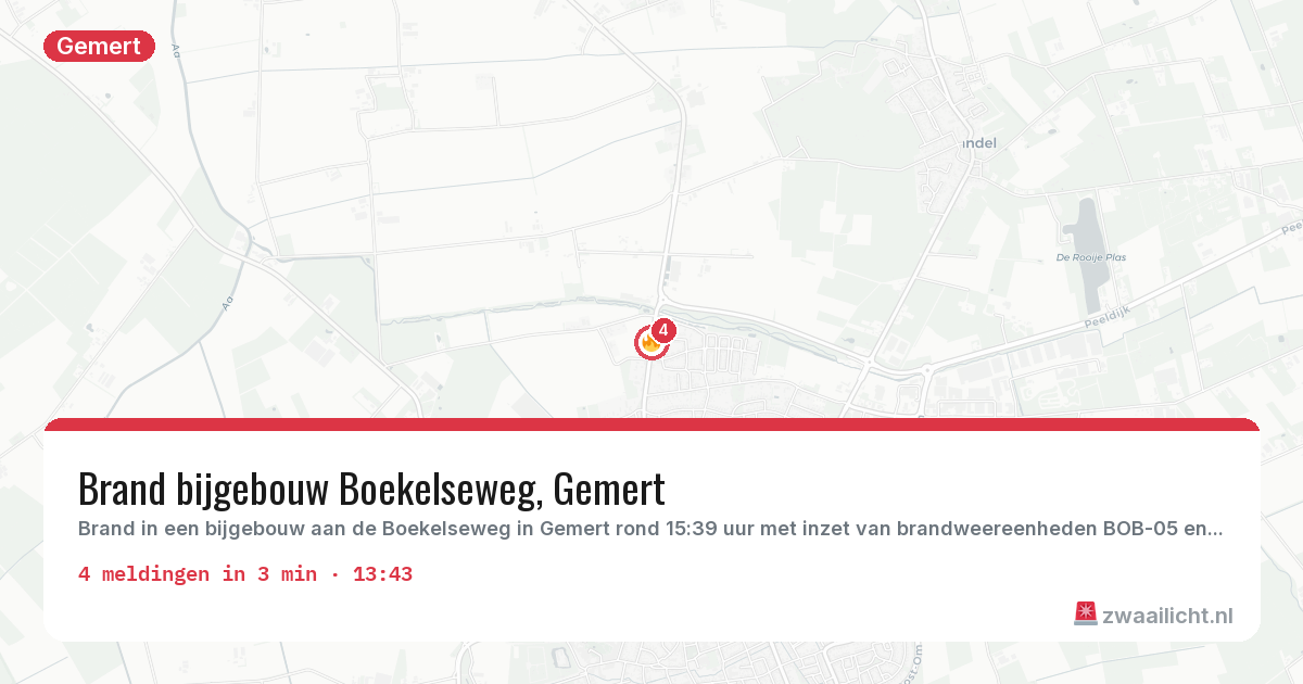 Kaart van de activiteitspiek bij Gemert