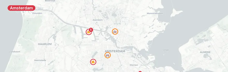 Kaart van Meerdere verkeersongevallen Sicilieweg Amsterdam