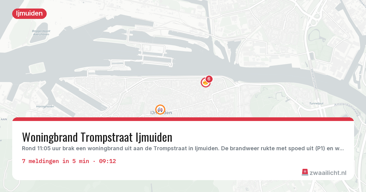 Kaart van de activiteitspiek bij Ijmuiden