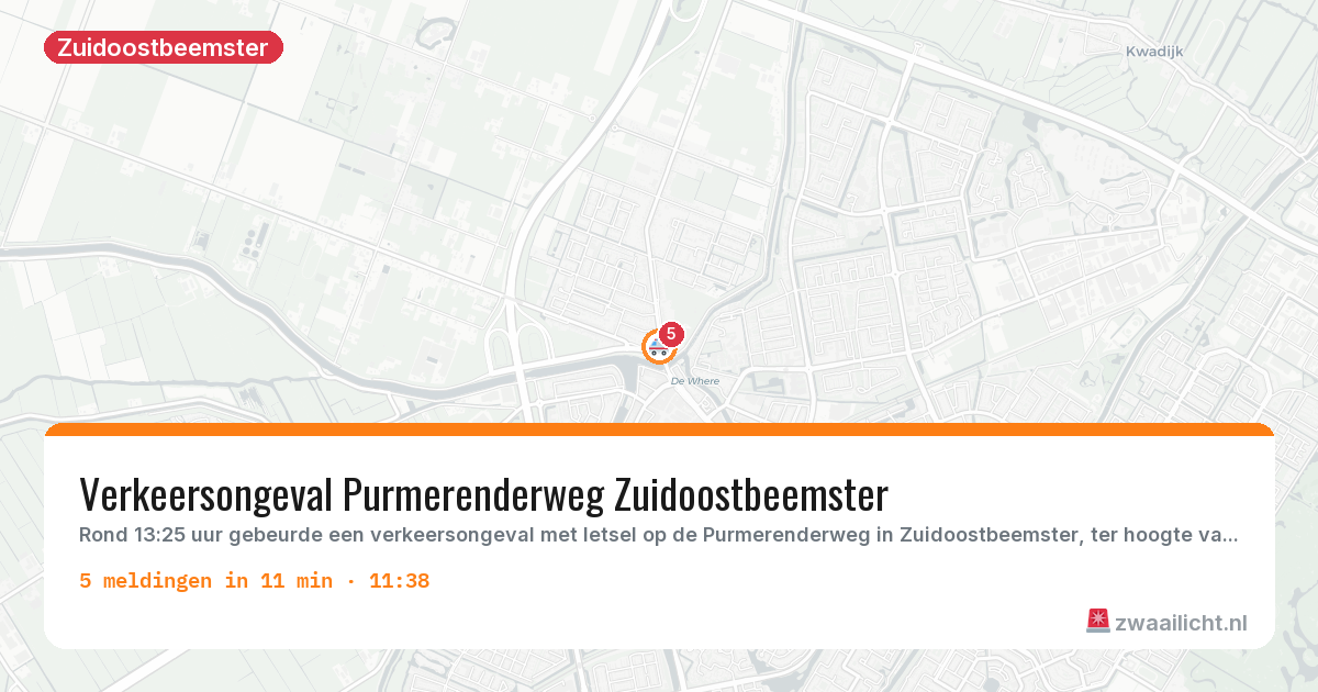 Kaart van de activiteitspiek bij Zuidoostbeemster