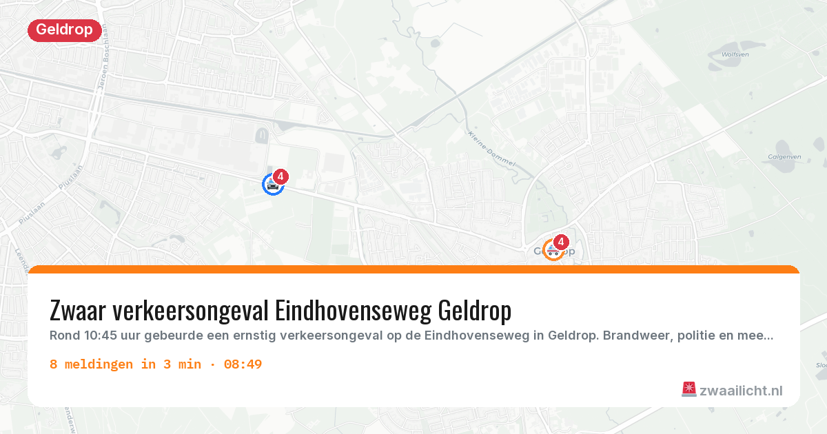 Kaart van de activiteitspiek bij Geldrop