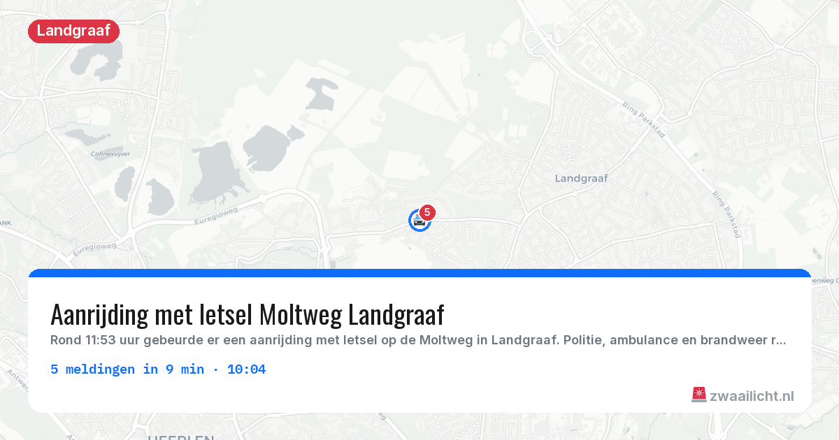 Kaart van de activiteitspiek bij Landgraaf