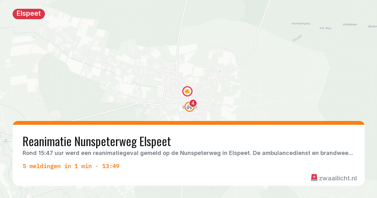 Kaart van de activiteitspiek bij Elspeet
