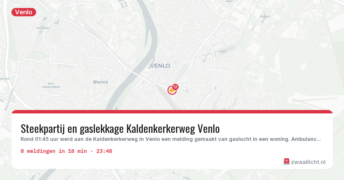 Kaart van de activiteitspiek bij Venlo