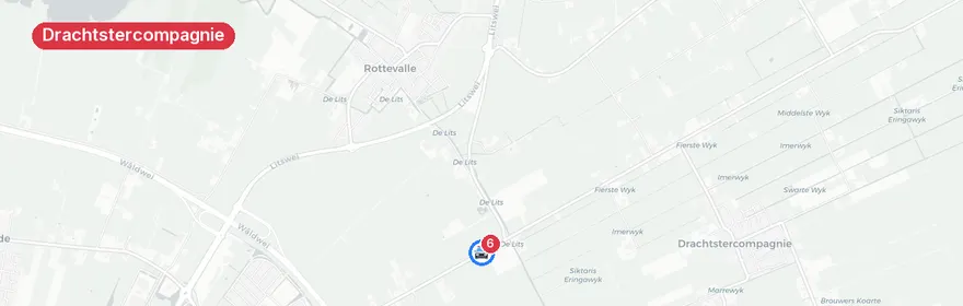 Kaart van Ernstig verkeersongeval Folgerster Loane Drachtstercompagnie