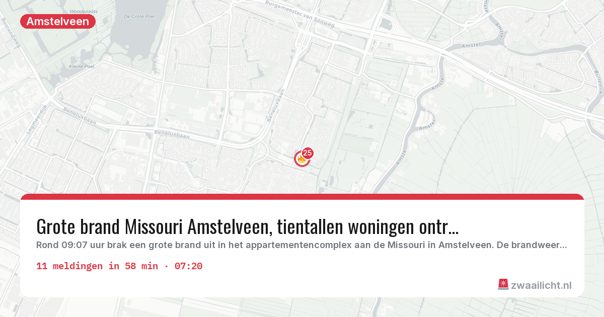 Kaart van de activiteitspiek bij Amstelveen