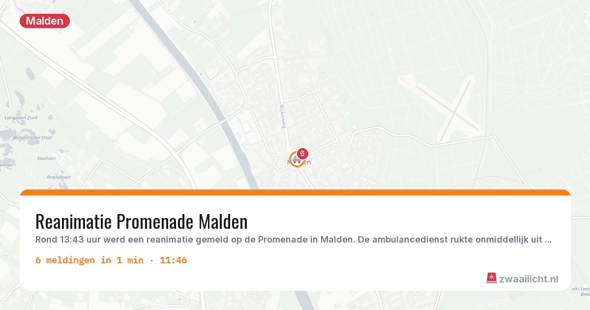 Kaart van de activiteitspiek bij Malden