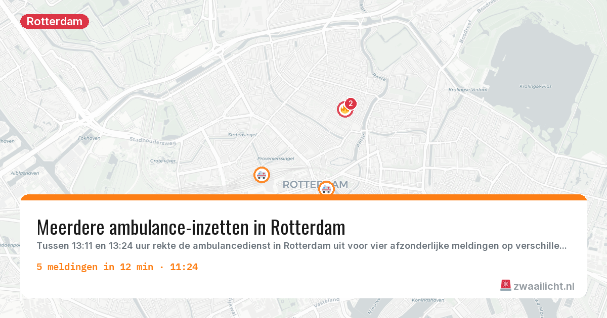 Kaart van de activiteitspiek bij Rotterdam