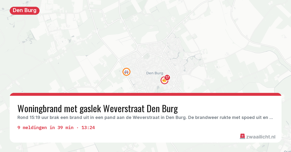 Kaart van de activiteitspiek bij Den Burg