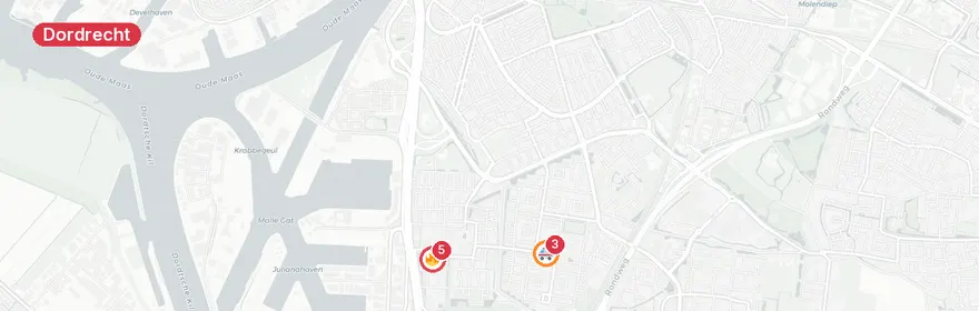 Kaart van Woningbrand Kortenaerstraat Dordrecht
