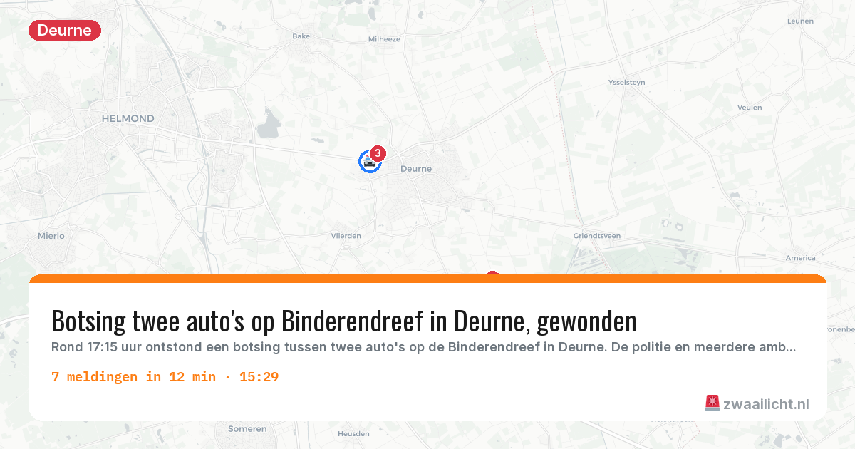 Kaart van de activiteitspiek bij Deurne