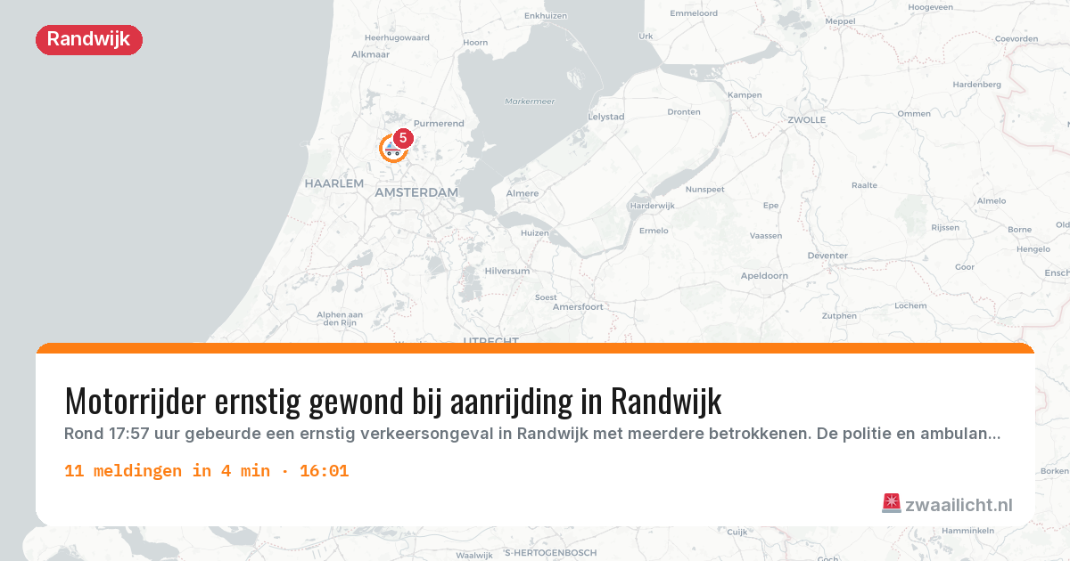 Kaart van de activiteitspiek bij Randwijk