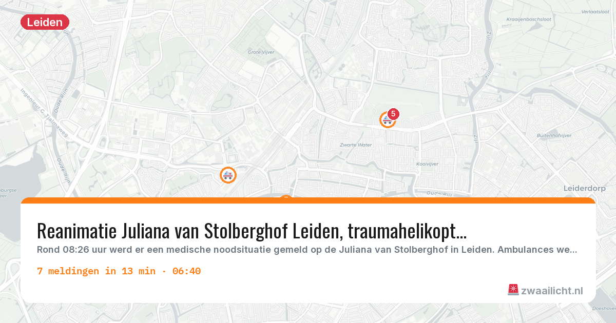 Kaart van de activiteitspiek bij Leiden