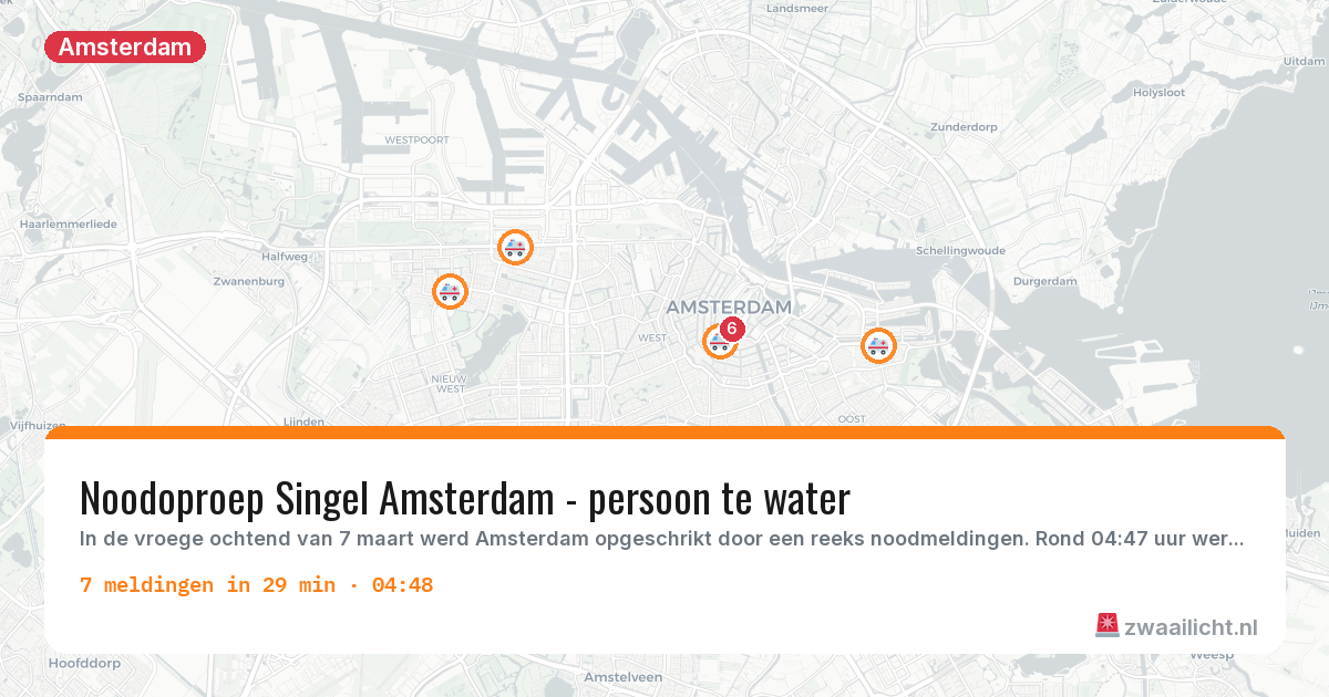 Kaart van de activiteitspiek bij Amsterdam