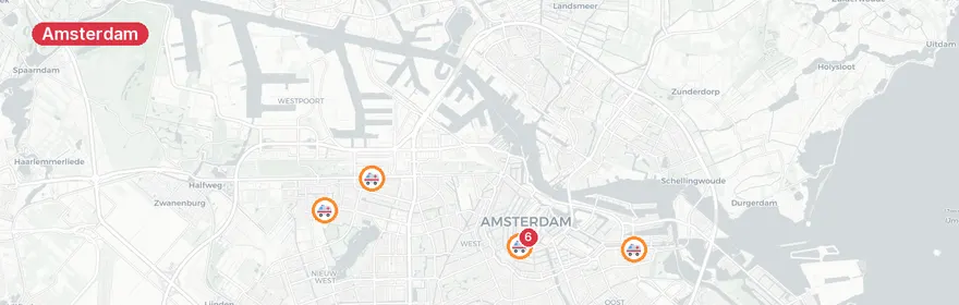 Kaart van Noodoproep Singel Amsterdam - persoon te water