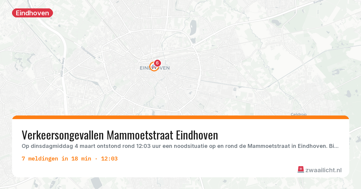 Kaart van de activiteitspiek bij Eindhoven