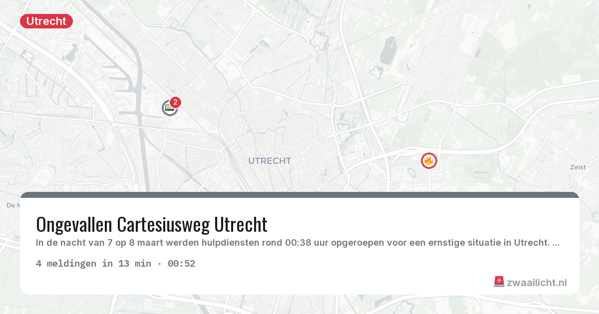 Kaart van de activiteitspiek bij Utrecht