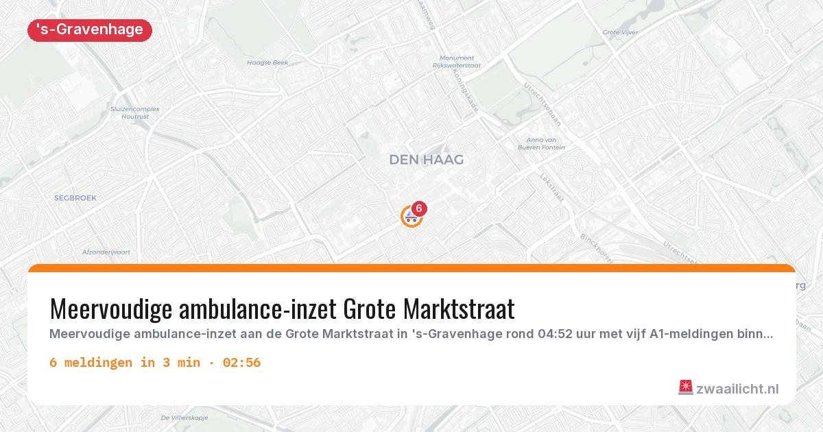 Kaart van de activiteitspiek bij 's-Gravenhage