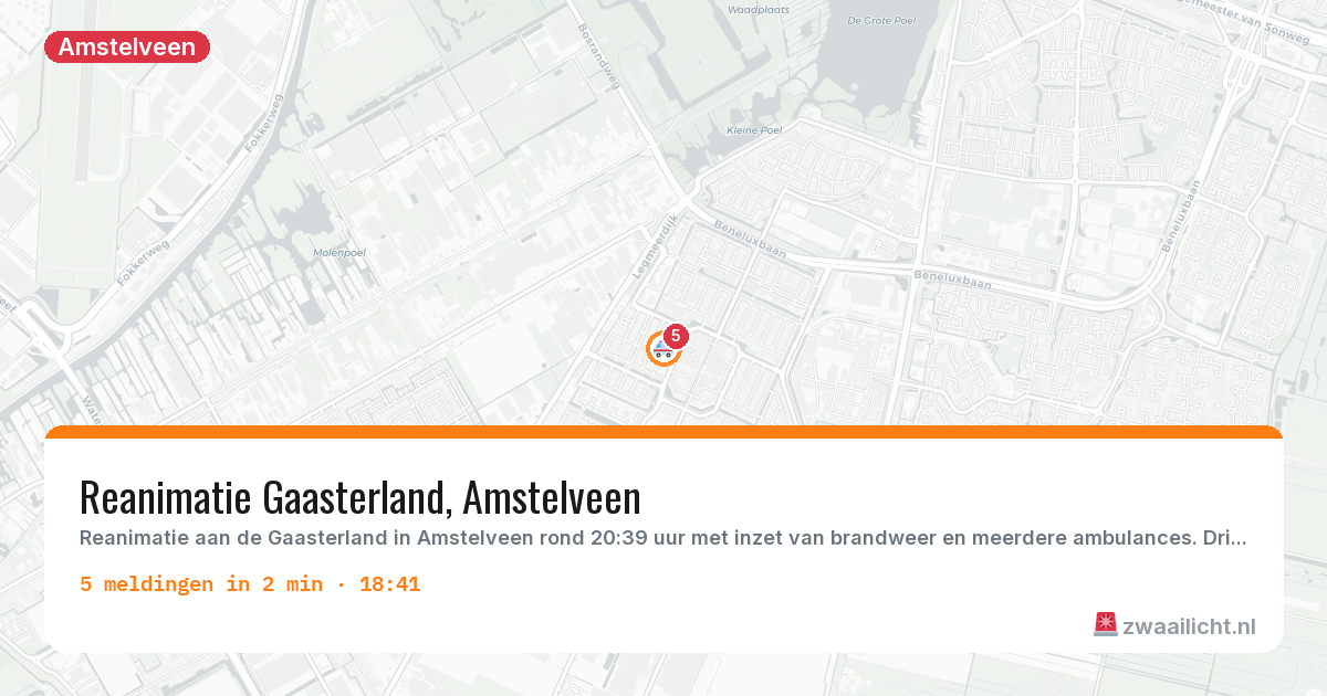Kaart van de activiteitspiek bij Amstelveen