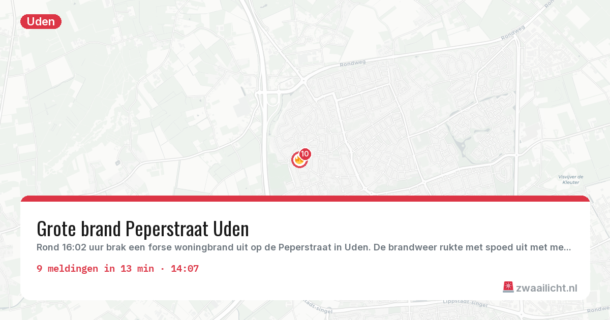 Kaart van de activiteitspiek bij Uden