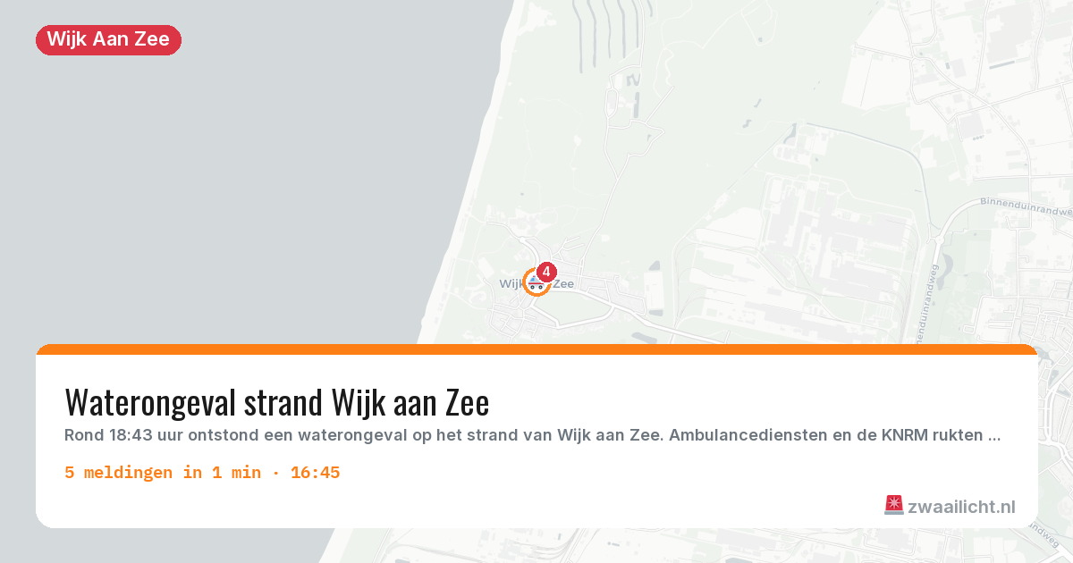 Kaart van de activiteitspiek bij Wijk Aan Zee