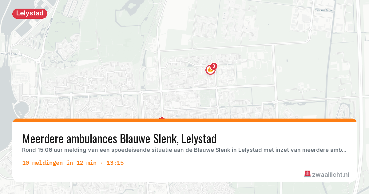 Kaart van de activiteitspiek bij Lelystad