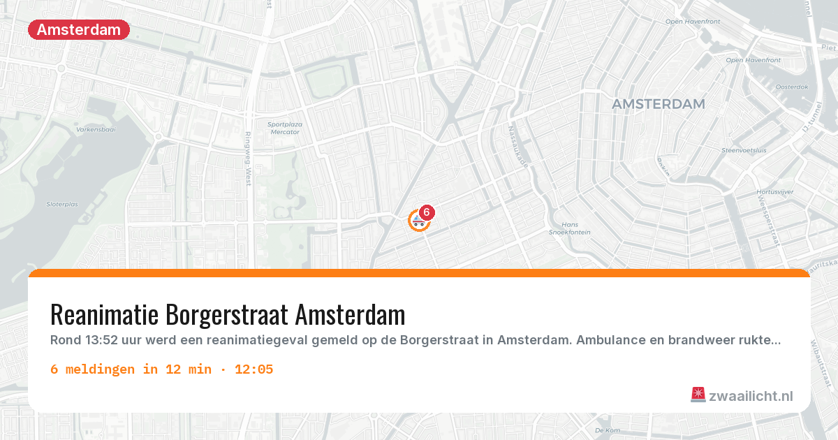 Kaart van de activiteitspiek bij Amsterdam