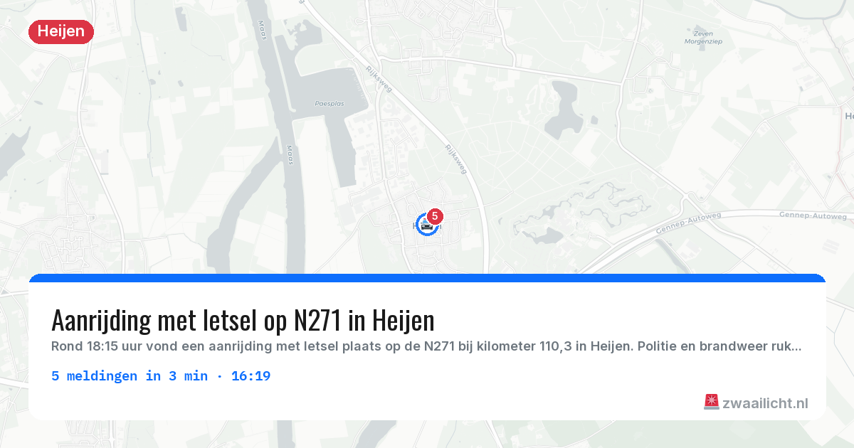 Kaart van de activiteitspiek bij Heijen