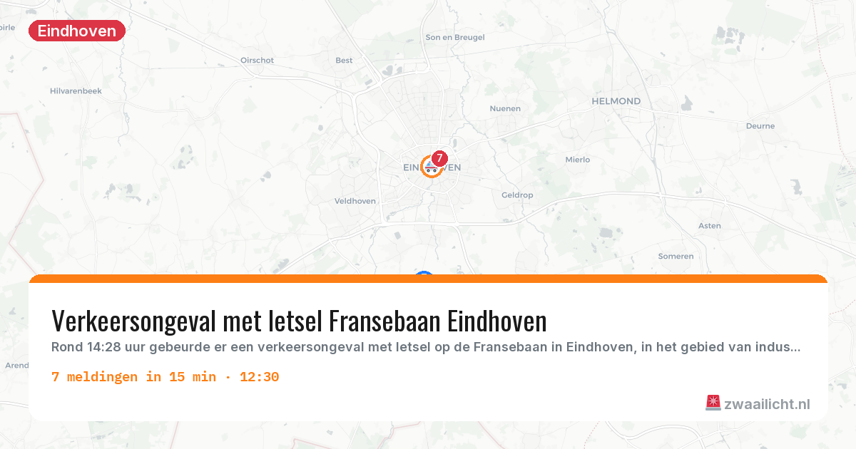 Kaart van de activiteitspiek bij Eindhoven