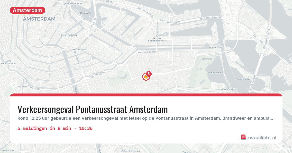 Kaart van de activiteitspiek bij Amsterdam