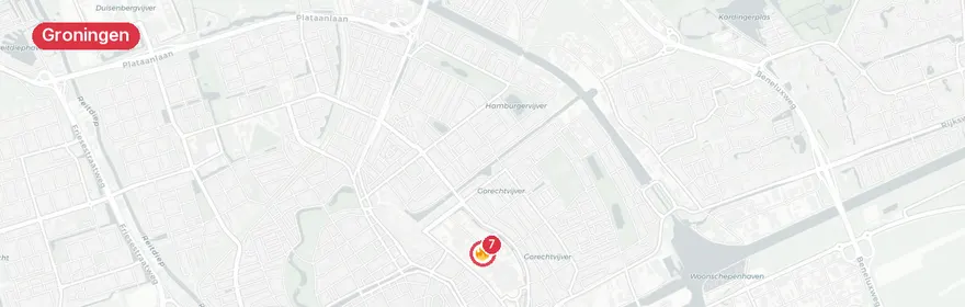 Kaart van Grote brand UMCG Hanzeplein Groningen, poli ontruimd