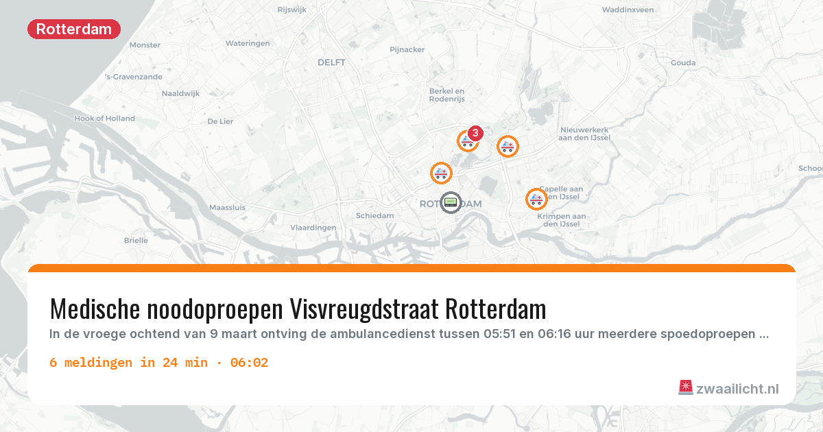 Kaart van de activiteitspiek bij Rotterdam