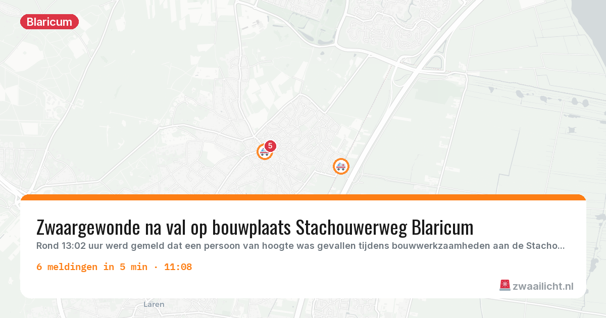 Kaart van de activiteitspiek bij Blaricum