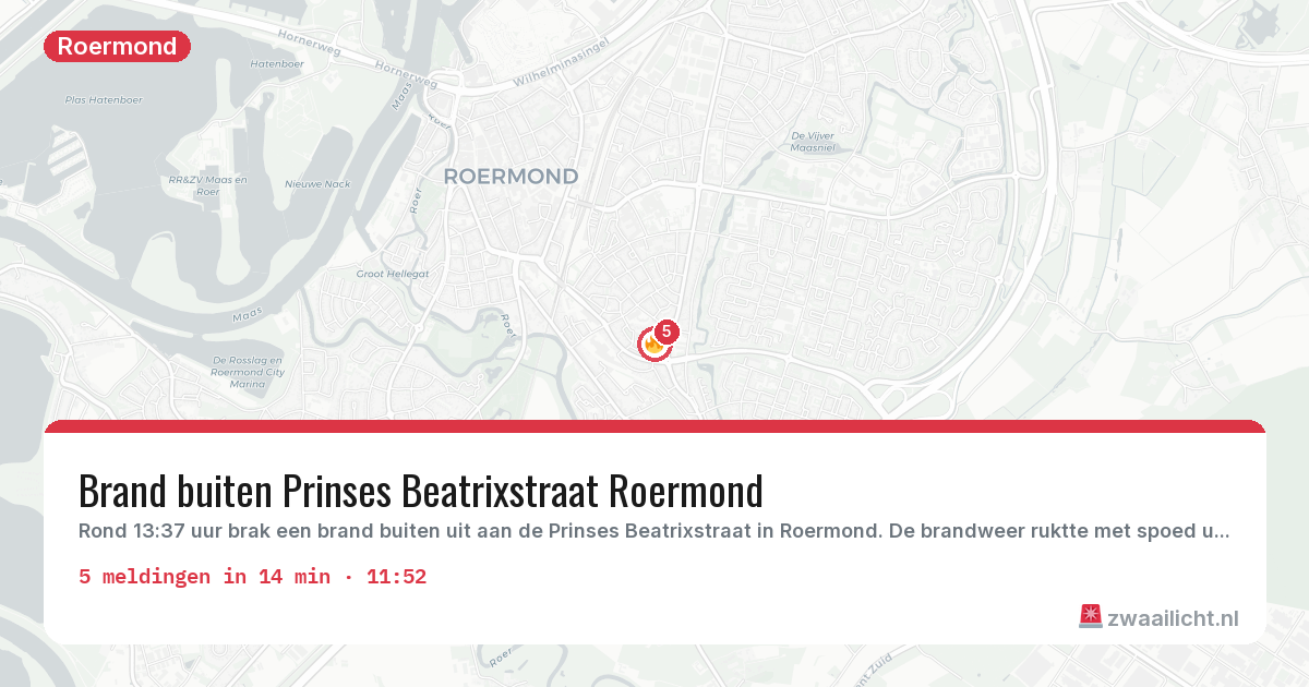 Kaart van de activiteitspiek bij Roermond