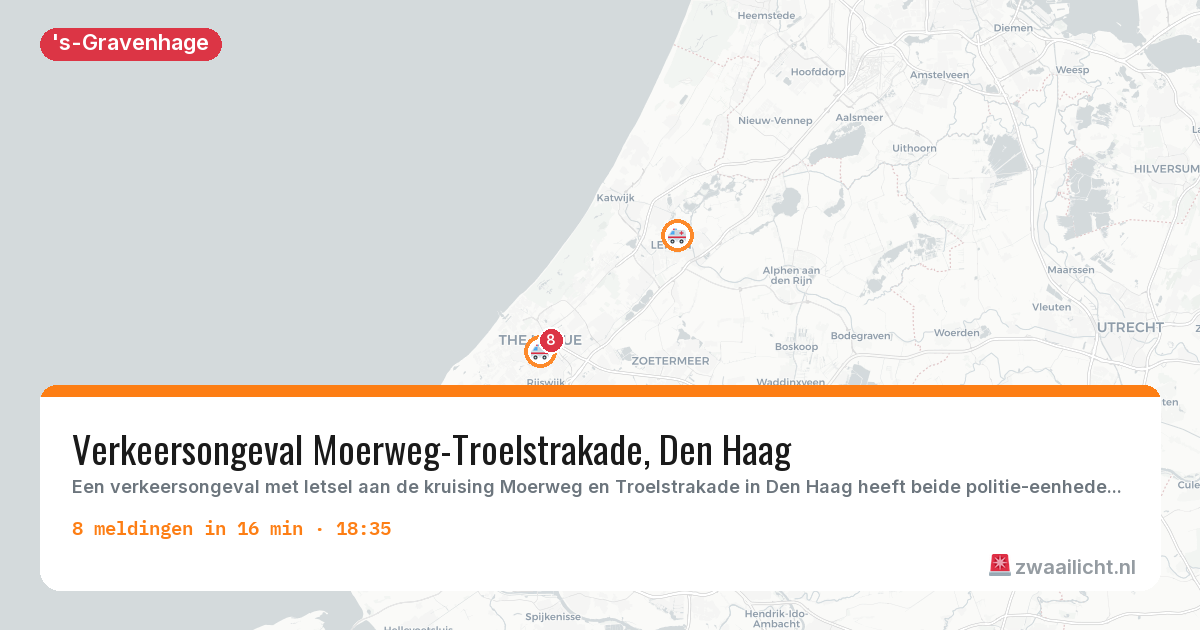 Kaart van de activiteitspiek bij 's-Gravenhage