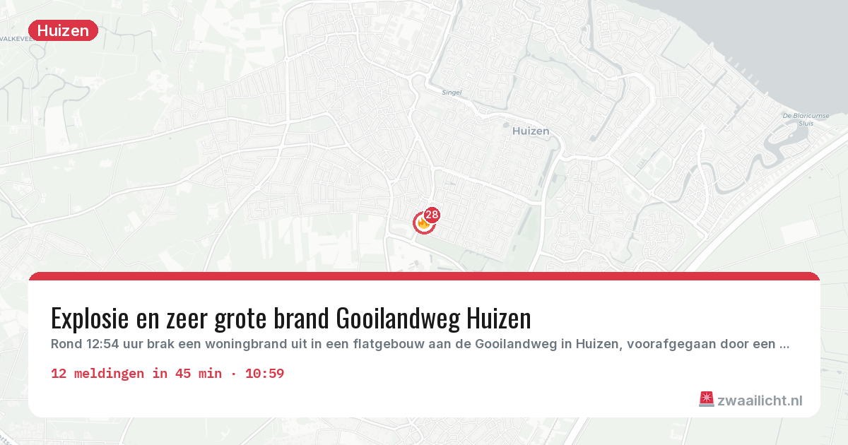 Kaart van de activiteitspiek bij Huizen