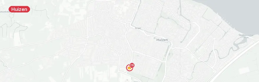 Kaart van Explosie en zeer grote brand Gooilandweg Huizen