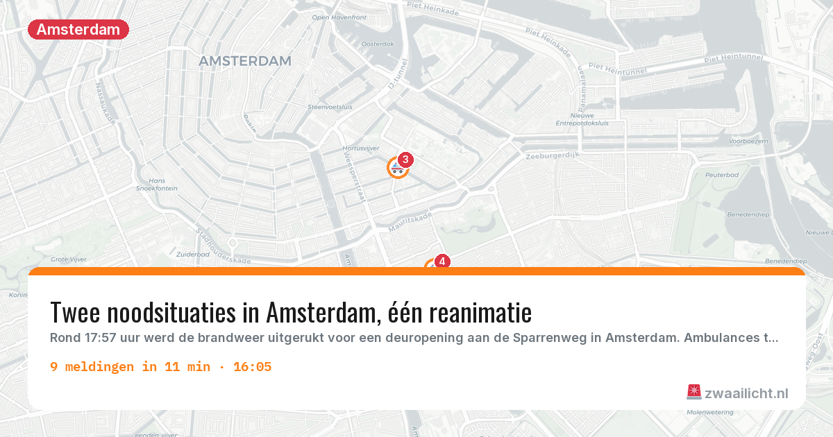 Kaart van de activiteitspiek bij Amsterdam