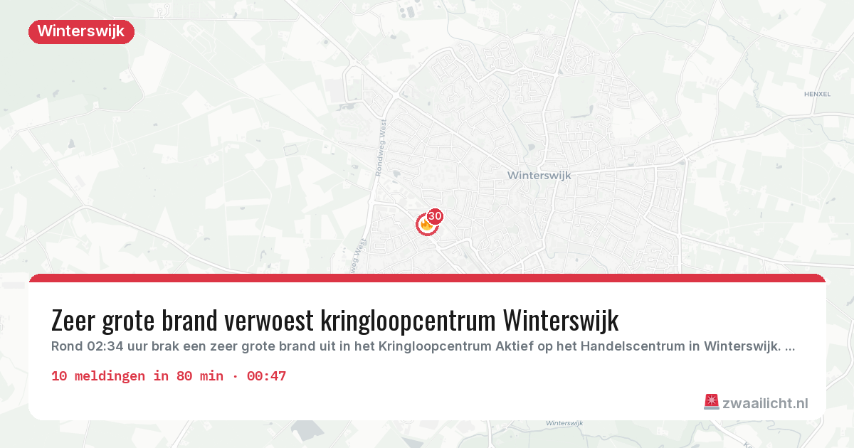 Kaart van de activiteitspiek bij Winterswijk