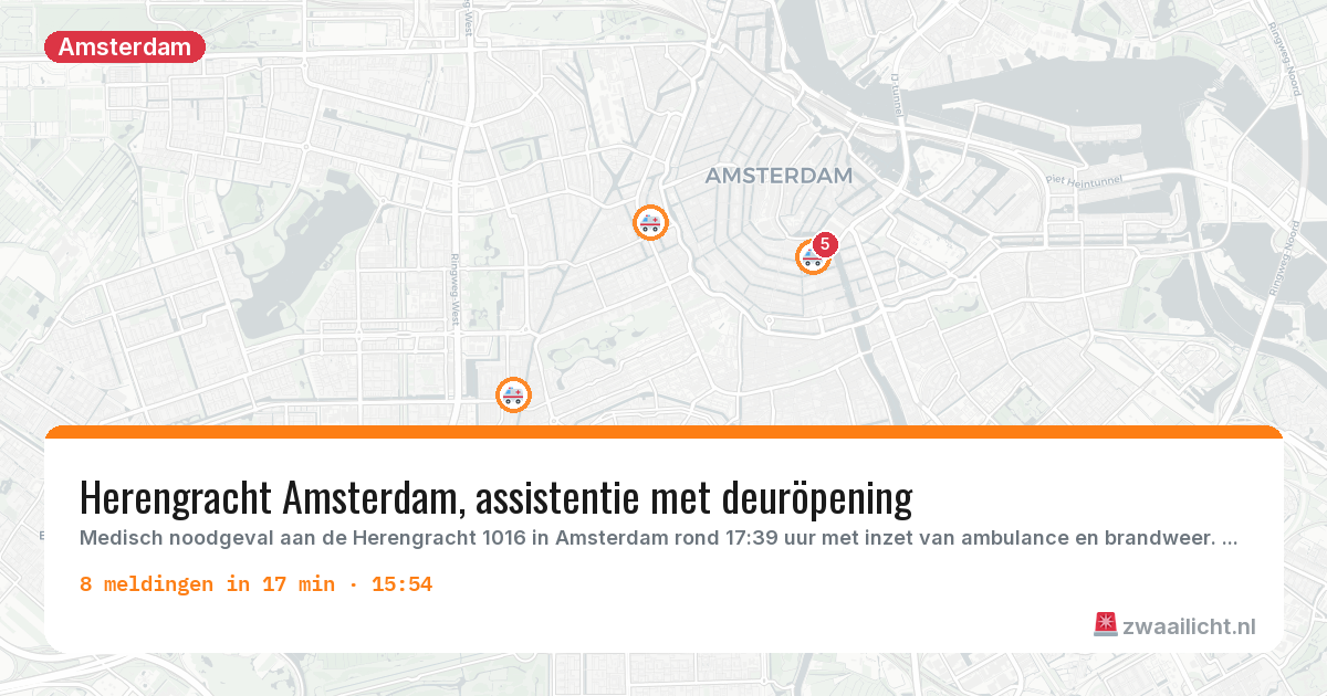 Kaart van de activiteitspiek bij Amsterdam