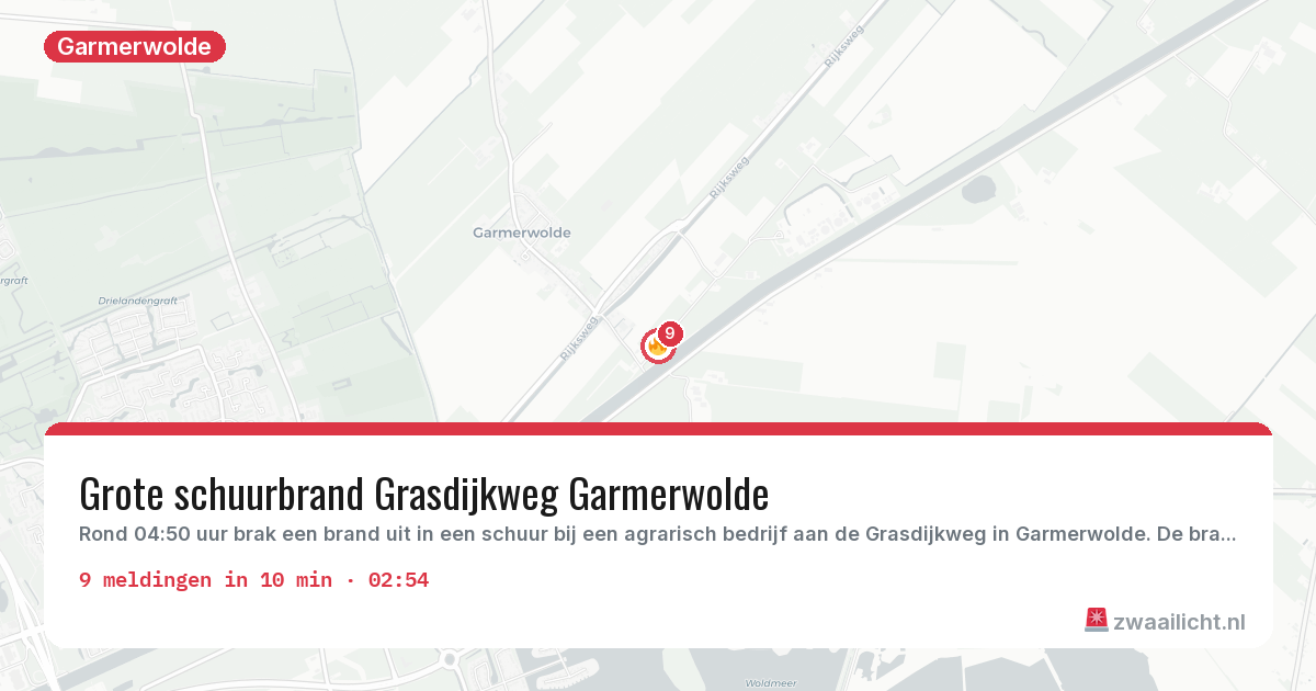 Kaart van de activiteitspiek bij Garmerwolde